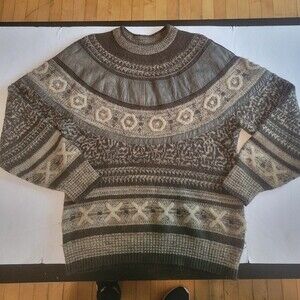 EUC Vintage 80s Mark Elliot Sweater Leather Trim Small